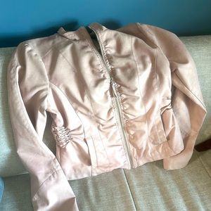 Faux blush coloured leather jacket